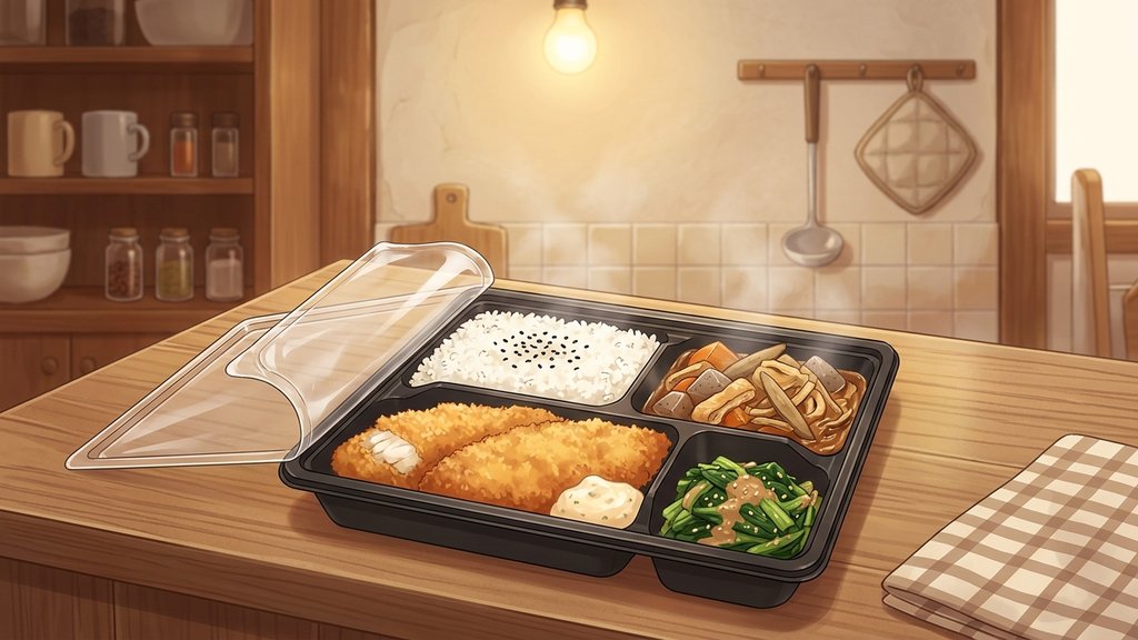 ふたをはがした冷凍弁当